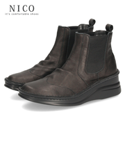 ショートブーツ レディース 歩きやすい 厚底 本革 サイドゴアブーツ 5cm 黒 ブラック ブラウン グレー 日本製 柔らかい NICO ニコ 83041