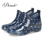 レインブーツ レディース ショート おしゃれ 軽量 長靴 かわいい チェック 水玉 ドット 花柄 レインシューズ 防水 パレード 52608 Parade