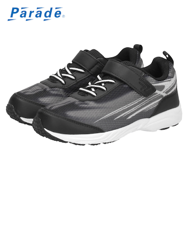 子供 キッズ スニーカー 男の子 女の子 3E 靴 運動靴 ランニング ベルクロ ゴム紐 幅広 黒 白 軽量 屈曲 内履き 外履き Parade 56202