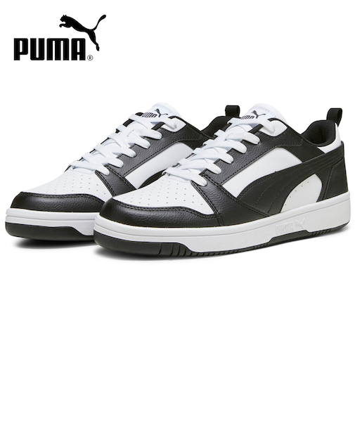 プーマ スニーカー メンズ リバウンド V6 ロウ ブラック ホワイト 黒 白 ローカット 靴 シューズ 歩きやすい PUMA Rebound V6 Low 392328