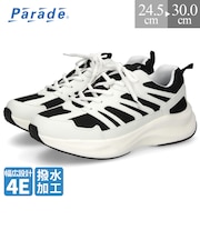 スニーカー メンズ 紐 靴 撥水加工 4E 幅広 ローカット 軽量 通勤 通学 ウォーキング ブラック ホワイト Parade パレード 58303