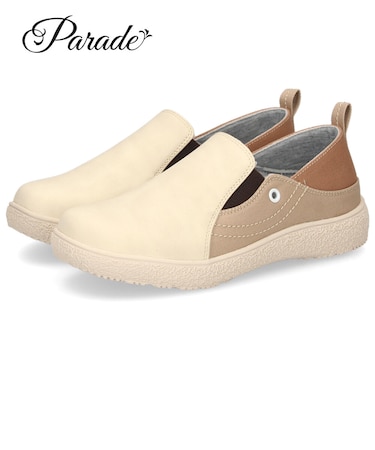 スリッポン レディース ３E 幅広 軽量 2WAY カジュアルシューズ 靴 サイドゴア 歩きやすい 疲れにくい 柔らか 51308 Parade