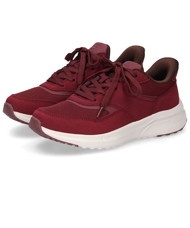 スニーカー レディース ハンズフリー 防水 手を使わずに履ける 靴 スリッポン 軽量 楽すぽっ Parade 51716 黒 ブラック ワイン