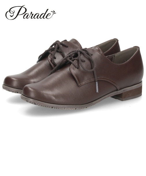 レースアップシューズ レディース レインシューズ 紐靴 晴雨兼用 防水 オックスフォード 黒 柔らかい Parade ZNP8800 ブラック ブラウン