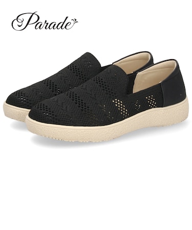 スリッポン レディース カジュアルシューズ 靴 透かし編み 通気性 軽量 2E 歩きやすい 疲れにくい 普段履き お出かけ 旅行 402602 Parade