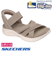 スケッチャーズ スリップインズ 立ったまま履ける レディース サンダル ウルトラ フレックス 3.0 靴 ノーマル幅 SKECHERS 164085 ニット