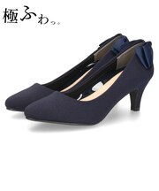 結婚式 パンプス 疲れない 太ヒール 靴 バックリボン  6センチヒール ベージュ ゴールド シルバー ブラック 黒 お呼ばれ 極ふわっ 18161