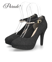 パンプス ストラップ 結婚式 パーティ 二次会 レディース 靴 ハイヒール 10cm ヒール ラメ キラキラ 2Way 6504-WK Parade