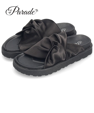 サンダル レディース フットベット 快適 フラット 履きやすい つっかけ サテン 光沢 痛くない Parade DHS1101