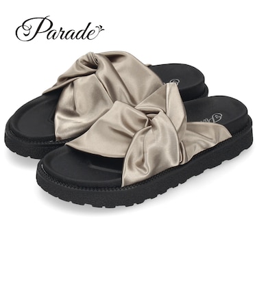 サンダル レディース フットベット 快適 フラット 履きやすい つっかけ サテン 光沢 痛くない Parade DHS1101