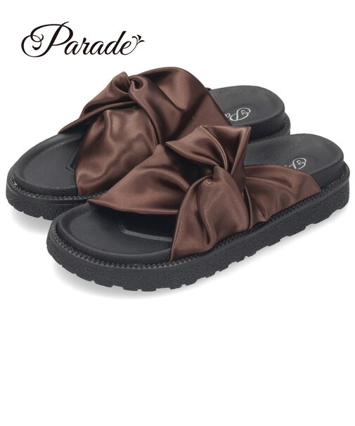 サンダル レディース フットベット 快適 フラット 履きやすい つっかけ サテン 光沢 痛くない Parade DHS1101