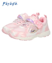 キッズ スニーカー 女の子 かわいい キラキラ リボン 子供靴 ジュニア 軽量 幅広 3E ベルクロ ゴム紐 ハート スパンコール 66102 Parade