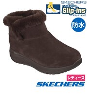 スケッチャーズ スリップインズ ショートブーツ レディース 防水 防滑 あったか ノーマル幅 つま先ゆったり オンザゴー ステラ SKECHERS Slip-ins 144734 ブラック ベージュ ブラウン