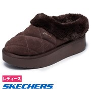 スケッチャーズ サボサンダル レディース 冬用サンダル 厚底 ボア あたたか 防寒 保温 スリッパ キープコージースナッグルタイム SKECHERS 168140 ブラック