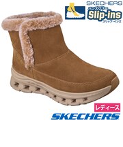 スケッチャーズ スリップインズ レディース グライドステップ プロ ブーツ コージー ウィッシュ 撥水 防汚 スエード ファー 冬靴 ハンズフリー 手を使わずに履ける ノーマル幅 SKECHERS Slip-ins 169134
