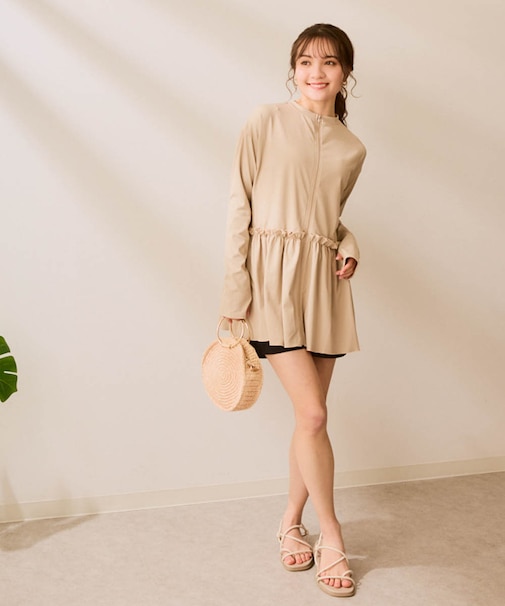 FILA/フィラ ラッシュガード レディース 体型カバー おしゃれ ラッシュパーカー フード無し UVカット 日焼け対策