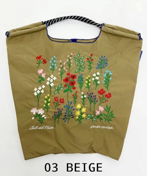 【Ball＆Chain/ボールアンドチェーン】S.FLOWER(M) 刺繍エコバッグ
