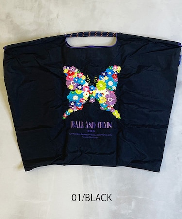 【Ball＆Chain/ボールアンドチェーン】FBL FLOWER BUTTERFLY(L)刺繍エコバッグ