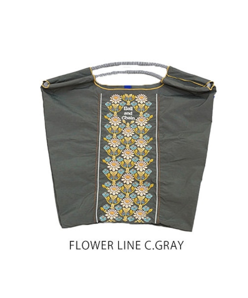 【Ball＆Chain/ボールアンドチェーン】FLM FLOWER LINE(M) 刺繍エコバッグ