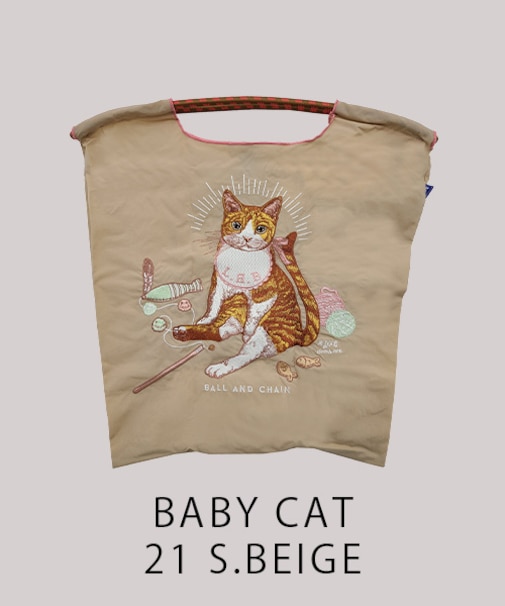 【Ball＆Chain/ボールアンドチェーン】D.BABY CAT(M) 刺繍エコバッグ