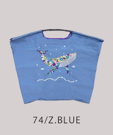 【Ball＆Chain/ボールアンドチェーン】FWL FLOWER WHALE(L) 刺繍エコバッグ