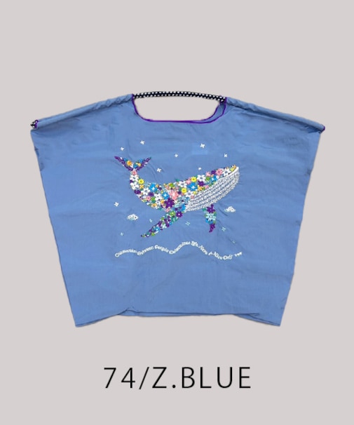 【Ball＆Chain/ボールアンドチェーン】FWL FLOWER WHALE(L) 刺繍エコバッグ