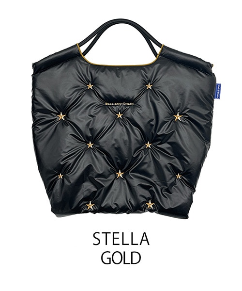 【ボールアンドチェーン】ホリデー新作 エコバッグ ステラ　M　黒×ゴールド Ball＆Chain/ボールアンドチェーン】STELLA(M) 刺繍エコバッグ｜アンネ