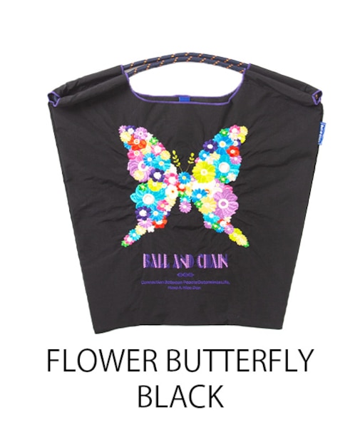 【Ball＆Chain/ボールアンドチェーン】FBM FLOWER BUTTERFLY(M) 刺繍エコバッグ