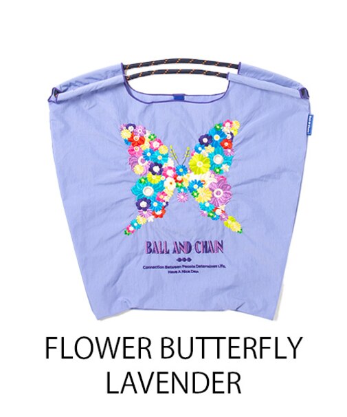【Ball＆Chain/ボールアンドチェーン】FBM FLOWER BUTTERFLY(M) 刺繍エコバッグ