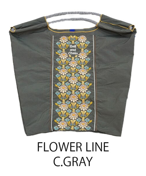 【Ball＆Chain/ボールアンドチェーン】FLOWER LINE(M) 刺繍エコバッグ