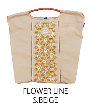【Ball＆Chain/ボールアンドチェーン】FLOWER LINE(M) 刺繍エコバッグ