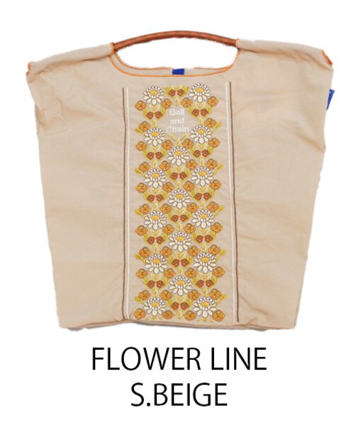 【Ball＆Chain/ボールアンドチェーン】FLOWER LINE(M) 刺繍エコバッグ