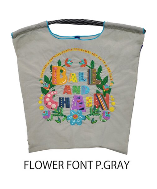 【Ball＆Chain/ボールアンドチェーン】FLOWER FONT(M) 刺繍エコバッグ