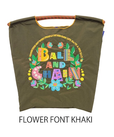 【Ball＆Chain/ボールアンドチェーン】FLOWER FONT(M) 刺繍エコバッグ
