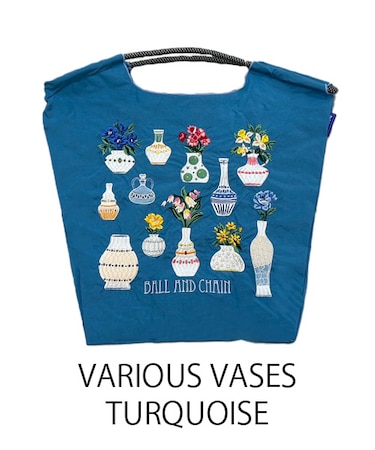 【Ball＆Chain/ボールアンドチェーン】VARIOUS VASES(M) 刺繍エコバッグ