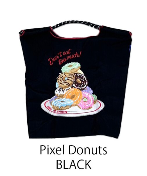 【Ball＆Chain/ボールアンドチェーン】Pixel Donuts(M) 刺繍エコバッグ