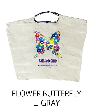 【Ball＆Chain/ボールアンドチェーン】FBL FLOWER BUTTERFLY(L)刺繍エコバッグ