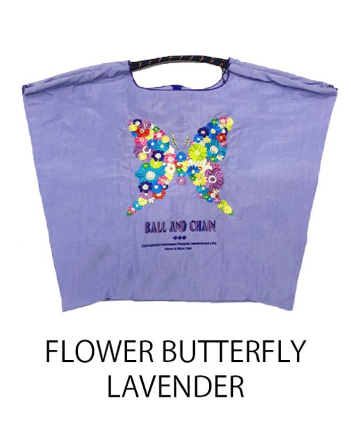 【Ball＆Chain/ボールアンドチェーン】FBL FLOWER BUTTERFLY(L)刺繍エコバッグ