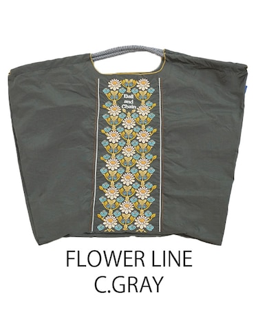 【Ball＆Chain/ボールアンドチェーン】FLOWER LINE(L) 刺繍エコバッグ