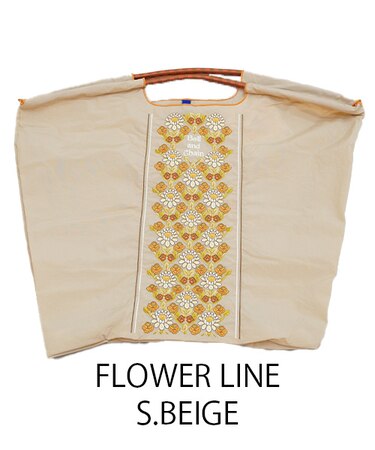 【Ball＆Chain/ボールアンドチェーン】FLOWER LINE(L) 刺繍エコバッグ