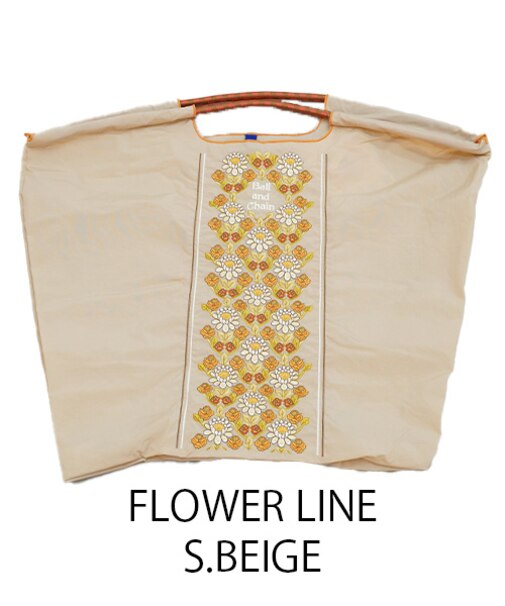 【Ball＆Chain/ボールアンドチェーン】FLOWER LINE(L) 刺繍エコバッグ