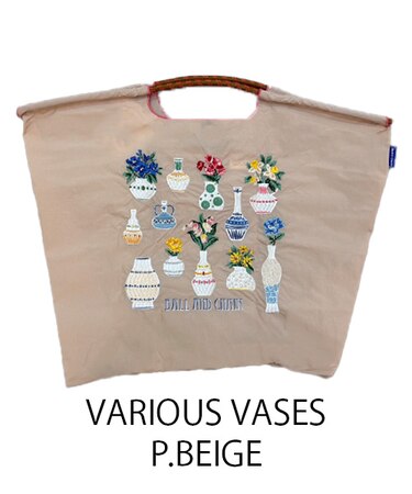 【Ball＆Chain/ボールアンドチェーン】VARIOUS VASES(L) 刺繍エコバッグ