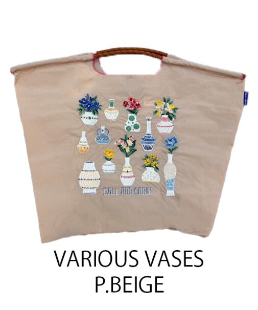 【Ball＆Chain/ボールアンドチェーン】VARIOUS VASES(L) 刺繍エコバッグ