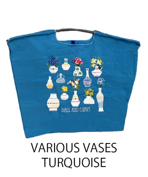 【Ball＆Chain/ボールアンドチェーン】VARIOUS VASES(L) 刺繍エコバッグ