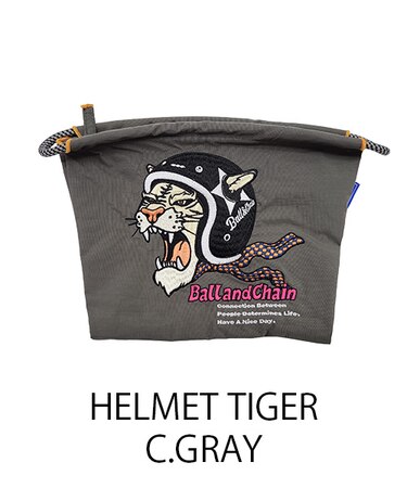 【Ball&Chain/ボールアンドチェーン】ポーチ HELMET TIGER(L) 刺繍ポーチ