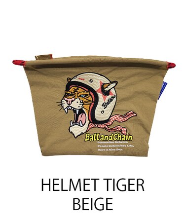 【Ball&Chain/ボールアンドチェーン】ポーチ HELMET TIGER(L) 刺繍ポーチ