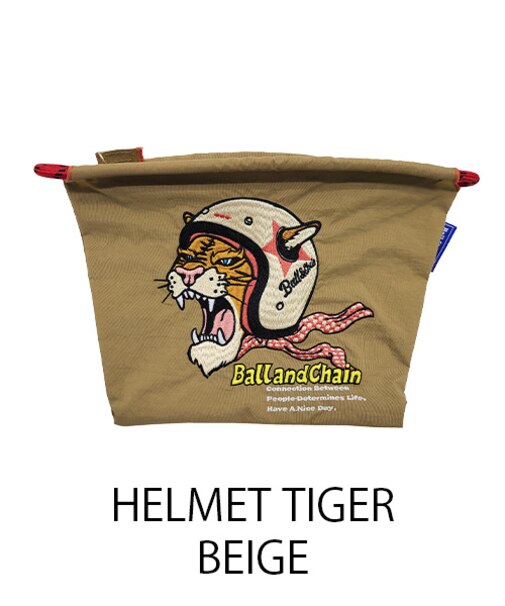 【Ball&Chain/ボールアンドチェーン】ポーチ HELMET TIGER(L) 刺繍ポーチ