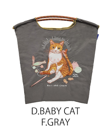 【Ball＆Chain/ボールアンドチェーン】D.BABY CAT(M) 刺繍エコバッグ