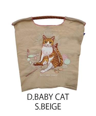 【Ball＆Chain/ボールアンドチェーン】D.BABY CAT(M) 刺繍エコバッグ