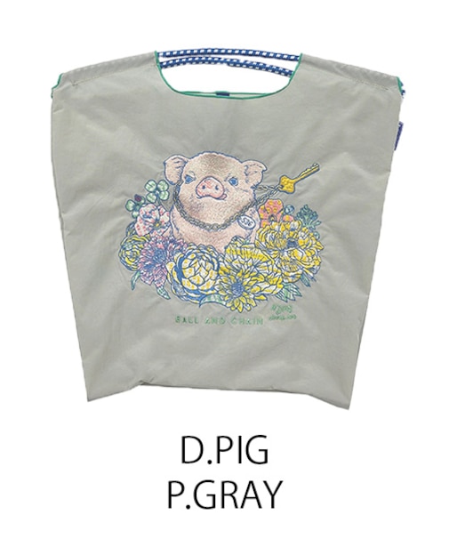 【Ball＆Chain/ボールアンドチェーン】D.PIG(M) 刺繍エコバッグ